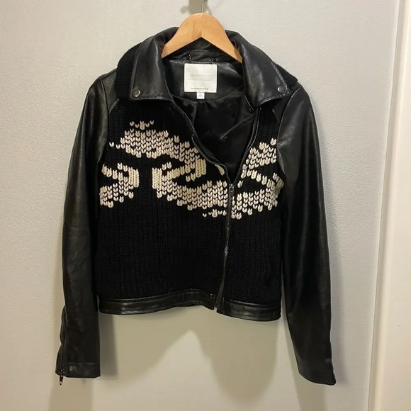 Anthropologie Jackets & Blazers - Anthropologie sweater moto faux leather jacket